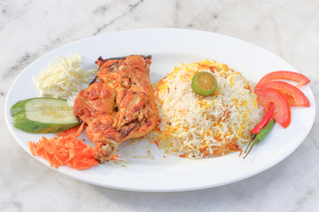 Mandi Rice with grilled chicken