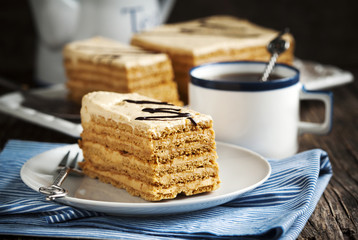 Honey cake with cream of condensed milk