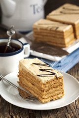 Honey cake with cream of condensed milk
