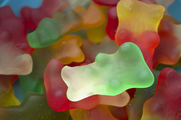 This is a closeup photograph of Gummy bear candy