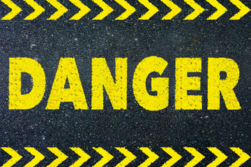 Danger sign on road