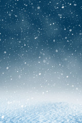 Winter christmas background with shiny snow and blizzard - 98792843