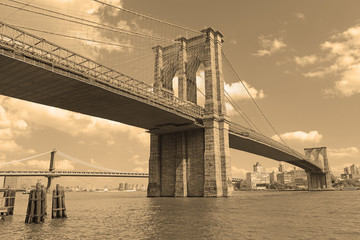 Brooklyn Bridge, New York City, sepia filter