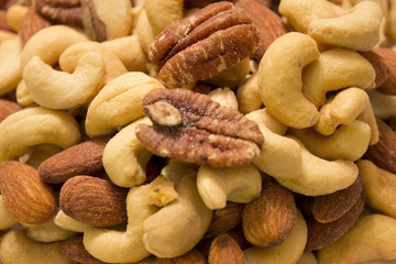 This is a closeup photograph of Mixed nuts