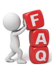 3d people with the word of FAQ. 3d image. Isolated white background.