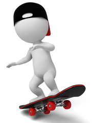 3d people on a skateboard. 3d image. Isolated white background