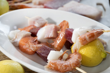skewers of fresh fish