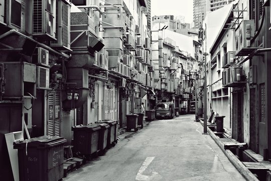 Fototapeta Fine Art Photography Singapore, A back alley of City, Singapore Black and white