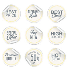 Obraz premium Okrągła kolekcja naklejek sprzedaży białej księgi