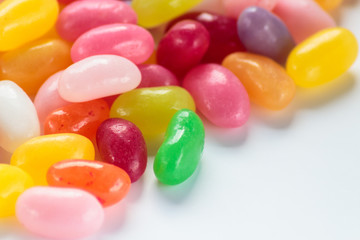 Jelly beans on white background