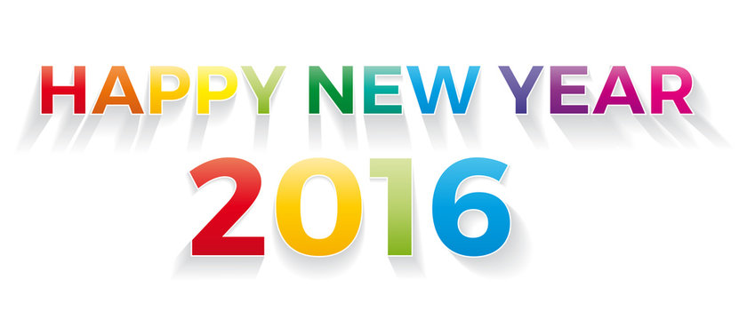 Happy new year 2016. Vector banner with the text colored rainbow