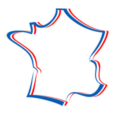 Fototapeta premium carte de france bleu blanc rouge drapeau