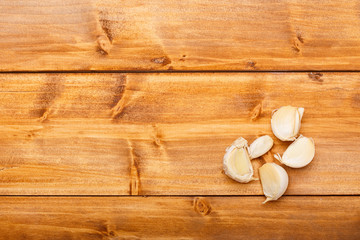 Garlic on the wooden table