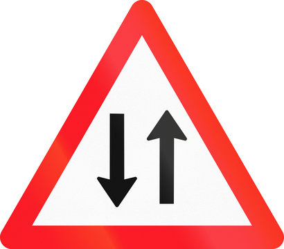 Warning sign used in Switzerland - oncoming traffic