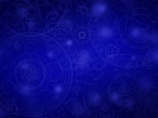 Circle with zodiac signs and symbols