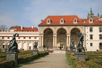 Fototapeta na wymiar PRAGUE, CZECH REPUBLIC - APRIL 16, 2010: Wallenstein Palace and Wallenstein Garden in Prague, Czech republic