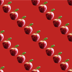 Seamless vector background with polygonal apples