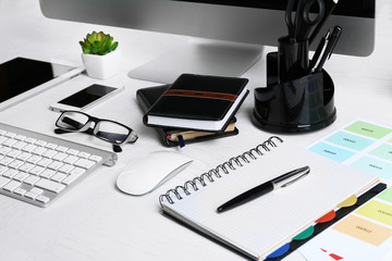 Working place of designer, close-up