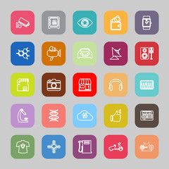 Hitechnology line flat icons