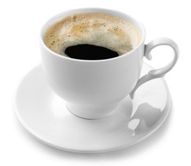 A cup of tasty coffee, isolated on white