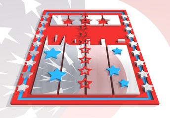 vote 3D text on backdrop from usa flag elements