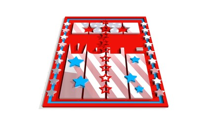 vote 3D text on backdrop from usa flag elements