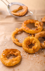 Onion rings with chili on top