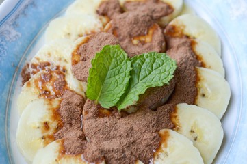 banana slice with chocolate drop - Thailand healthy food