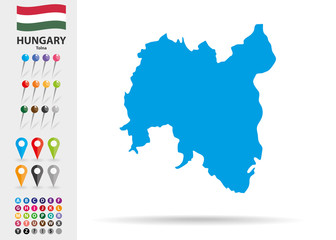 Obraz premium Map of Tolna in Hungary Eastern Europe