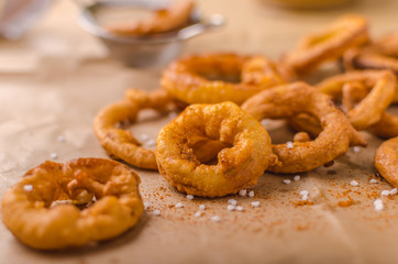 Onion rings with chili on top