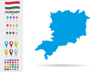 Map of Vas in Hungary Eastern Europe