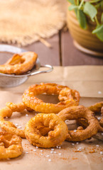 Onion rings with chili on top
