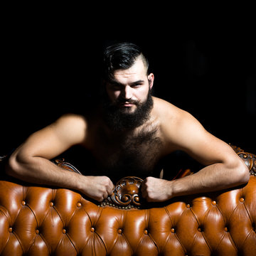 Bearded man with bare chest