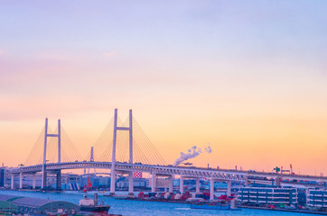sunset at Minatonomieruoka park,yokohama,kanagawa,japan
