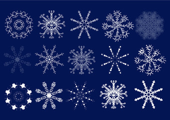 Fototapeta na wymiar Set of snowflakes. Hand draw. Vector illustration