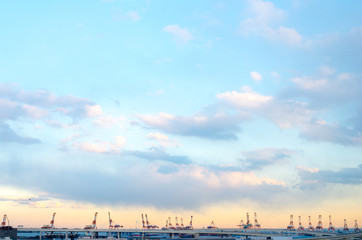 sunset at Minatonomieruoka park,yokohama,kanagawa,japan
