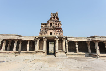 Interior of an ancient Hindu temple in Hampi, Karnataka, India (Asia)