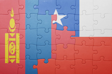 puzzle with the national flag of chile and mongolia