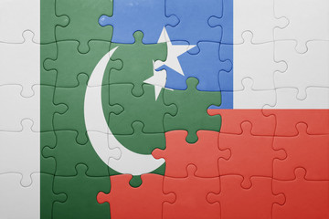 puzzle with the national flag of chile and pakistan
