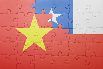 puzzle with the national flag of chile and vietnam