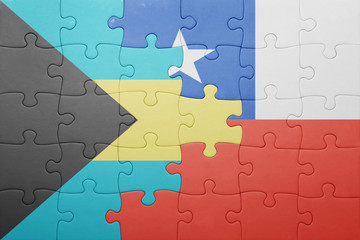 Fototapeta premium puzzle with the national flag of chile and bahamas