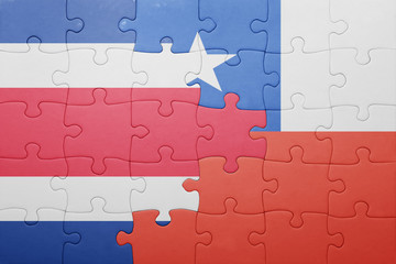 puzzle with the national flag of chile and costa rica