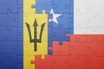puzzle with the national flag of chile and barbados