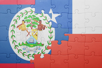 puzzle with the national flag of chile and belize