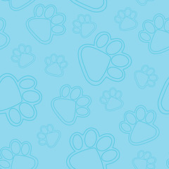 Fototapeta premium Paw Prints Background Blue