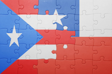 puzzle with the national flag of chile and puerto rico