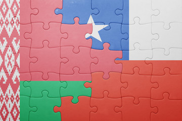 puzzle with the national flag of chile and belarus
