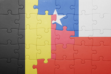 Fototapeta premium puzzle with the national flag of chile and belgium