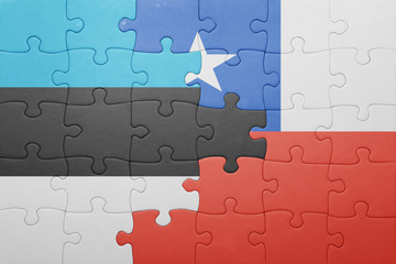 puzzle with the national flag of chile and estonia