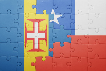 puzzle with the national flag of chile and madeira